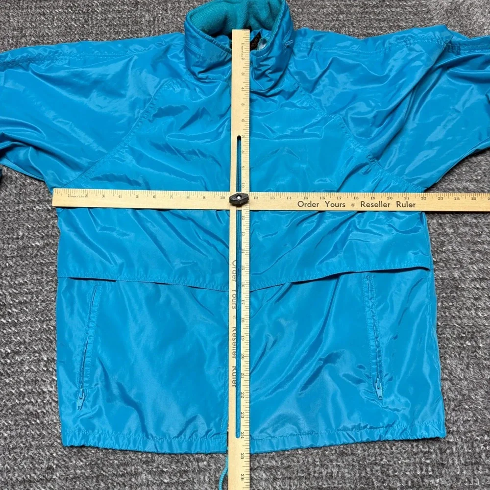 Eddie Bauer Womens‎ Vintage Jacket Windbreaker Size L Teal Blue Full Zip Hooded